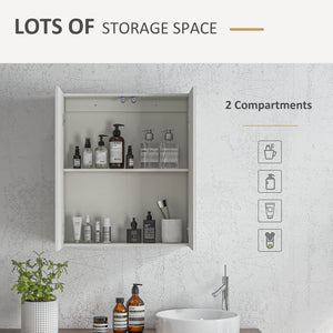 Wall Mounted Mirror Cabinet, Bathroom Medicine Cabinet with Mirror, 2 Doors, Adjustable Shelf and Soft Close Mechanism