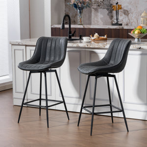 Set of 2 Counter Height Barstools, PU Leather Upholstered Bar Stools with Backrest – view 7