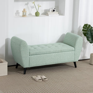 Upholstered Storage Bench with Arms, Modern Ottoman Bench for Bedroom, Entryway, and Living Room, Black – view 14