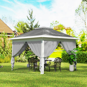 11' x 11' Pop Up Gazebo, Double Roof Foldable Height Adjustable Canopy Tent with Mesh Sidewalls – view 14