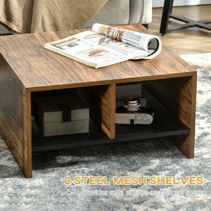 Coffee Table Set of 2, Industrial Nesting Tables, Square Coffee Table and Narrow Sofa Side Table for Living Room
