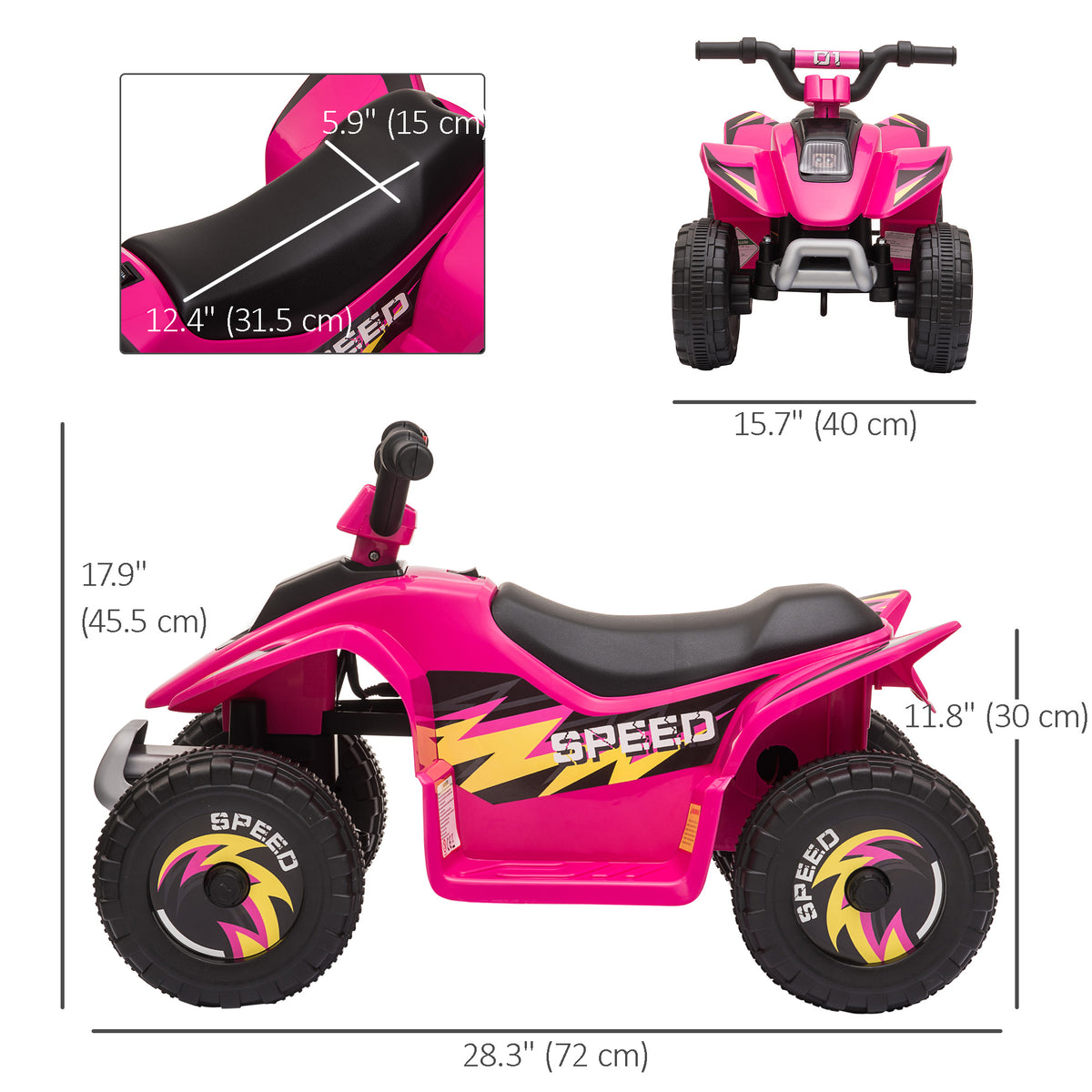 Aosom Kids Ride on ATV, 6V Battery Powered Quad Car with Forward, Reverse Switch, for Boys Girls 18-36 Months