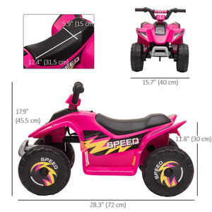 Aosom Kids Ride on ATV, 6V Battery Powered Quad Car with Forward, Reverse Switch, for Boys Girls 18-36 Months