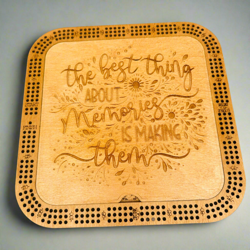 10" Square Wooden Cribbage Board with Storage - Creations by Alfie