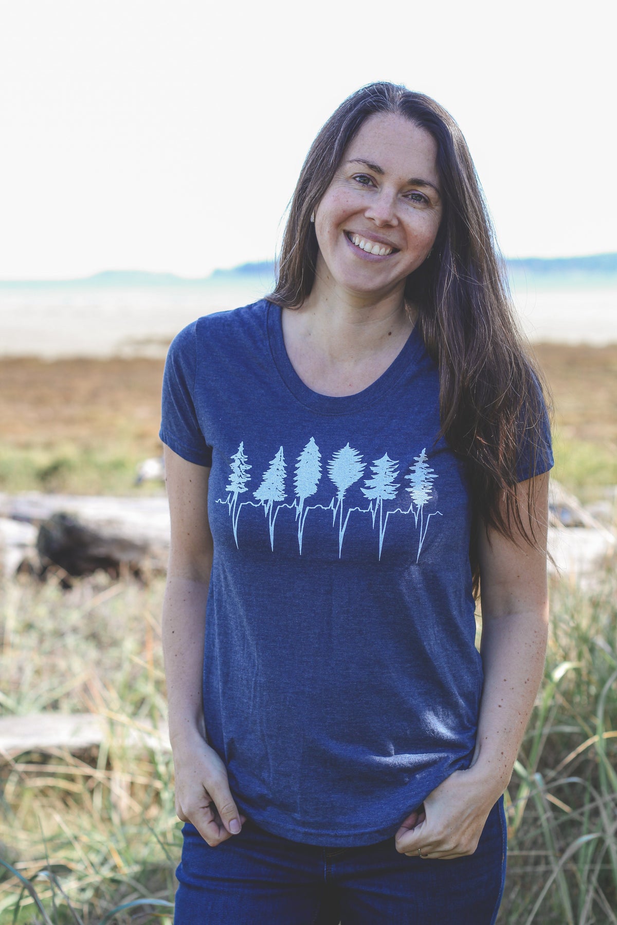 TREELINE - Women's Eco Tee - Heather Navy