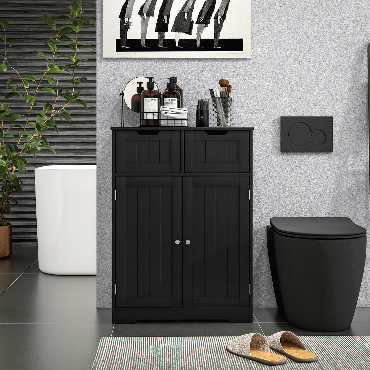 Bathroom Cabinet, Bathroom Storage Cabinet with 2 Drawers, Adjustable Shelf for Living Room, Entryway, White – view 13