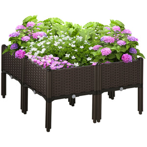 2-piece Raised Garden Bed PP Raised Flower Bed Plant Stand Stackable Vegetable Herb Grow Box
