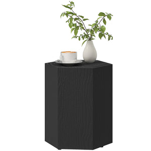 Hexagonal Side Table, Small End Table with 4 Adjustable Feet for Indoor, Outdoor, Black