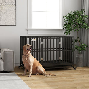 41" Heavy Duty Steel Dog Crate Kennel Pet Cage with Wheels for Convenient Access Anti-Pinching Floor, Black – view 21