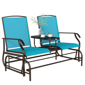 Patio Glider Rocking Chair 2 Person Outdoor Loveseat Rocker Garden Furniture Bench, Grey – view 22