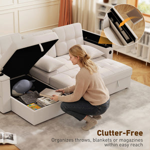 Convertible Sectional Sofa Bed, Pull Out Sleeper Sofa Couch with USB‑A+C, Chaise Storage – view 4