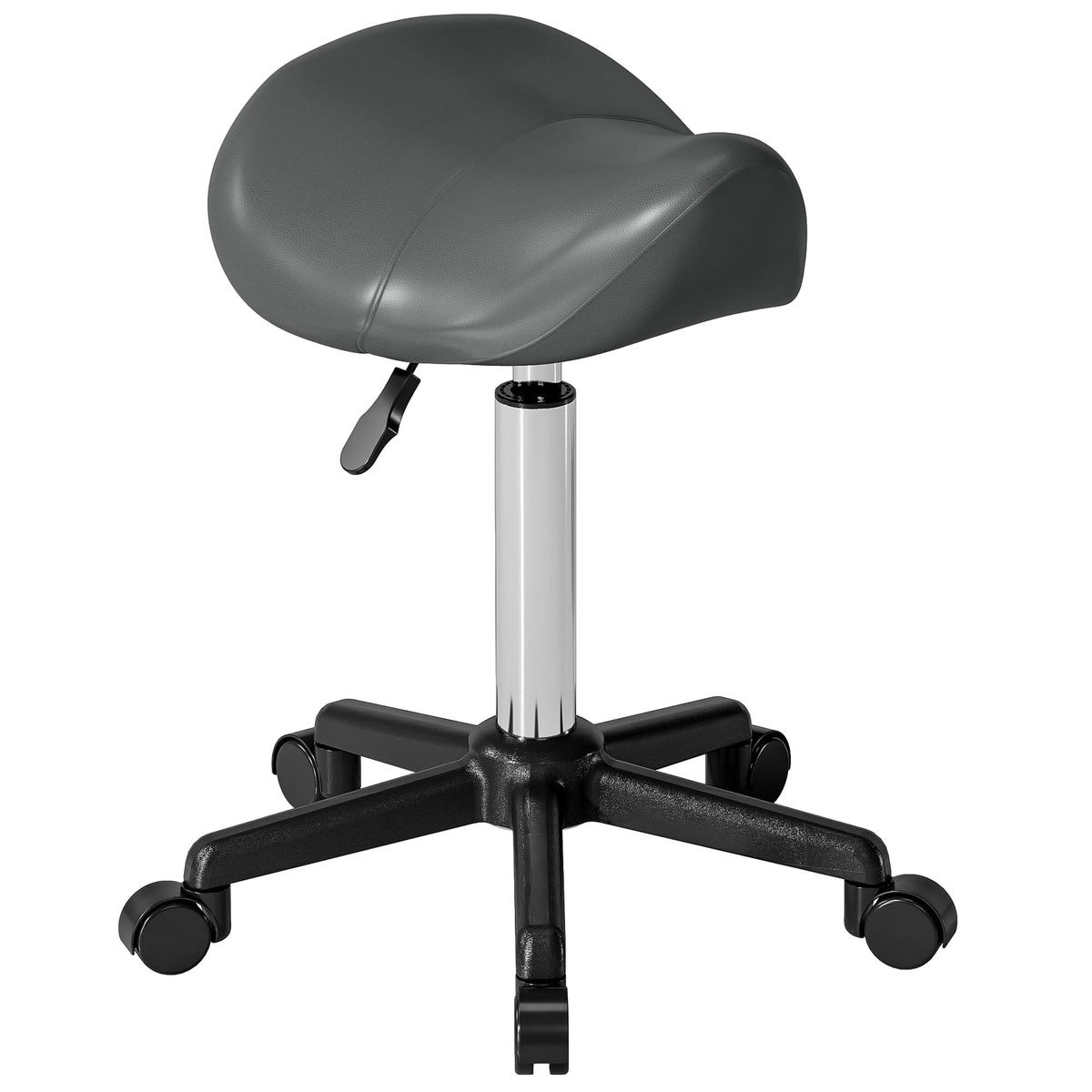 Saddle Stool, Adjustable Rolling Stool, White