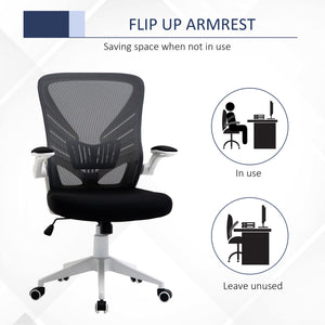 Mesh Office Chair Swivel Task Desk Chair with Lumbar Back Support, Flip-Up Arm, Adjustable Height Office, Grey/Black