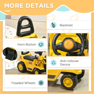 Ride-On Toy Bulldozer with Bucket Horn Steering Wheel Storage Toddlers for 18-48 Months, Yellow