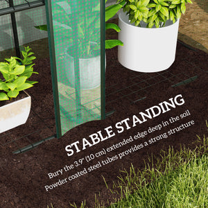 Lean-to Greenhouse with 3 Tier Shelves, Mini Greenhouse with 3 Roll-Up Doors for Indoor Outdoor, Green – view 6