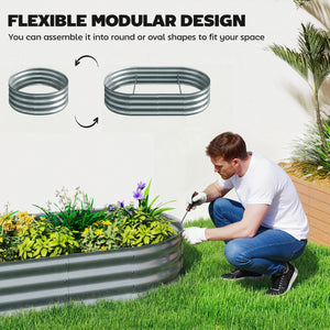 Galvanised Raised Garden Bed with Arched Trellis, 5 x 3 x 6ft Metal Outdoor Planter Box with Open Bottom, Silver