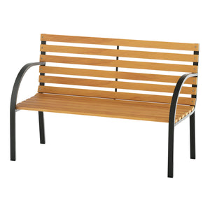 48"L Garden Bench Outdoor Patio 2-Person Wooden Seat Chair Park Loveseat  Yard Furniture w/ Steel Frame