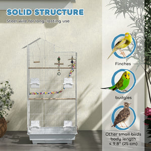 39" Bird Cage for Budgie, Cockatiel, Conure, Small Birds, with Ladder, Swing, Toys, Perches, Tray, Feeding Bowls, Handle