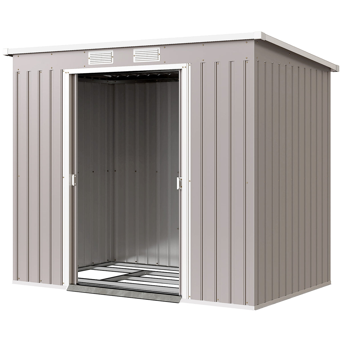 7' x 4' Galvanised Steel Garden Shed, with Foundation Kit - Green – view 15