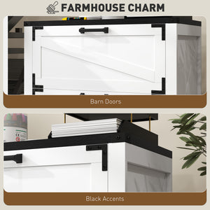 2 Drawer Filing Cabinet, Farmhouse Office Storage Cabinet with Adjustable Hanging Bars for Letter, A4, Legal Size, White