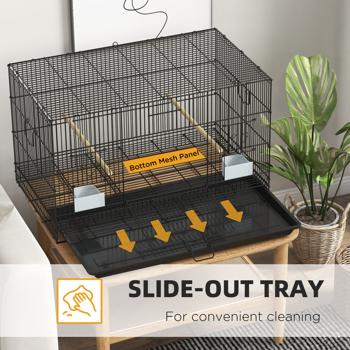 Birdcage for Canaries, Lovebirds Finches, Budgie Cage with Removable Tray, Bottom Mesh Panel – view 4