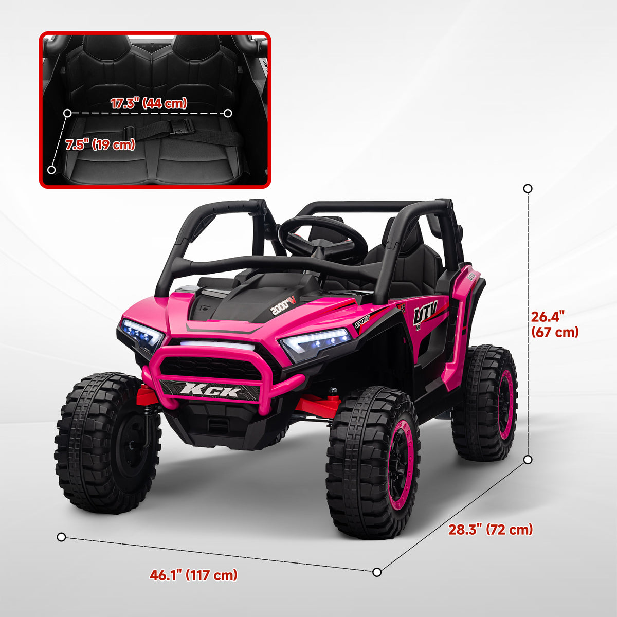 Qaba 2 Seater 24V 7AH Ride on Truck, Electric Car for Kids w/ Spring Suspension, Remote Lights, Horn, Music