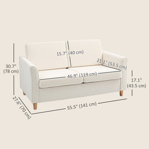 2-Seat Sofa Two-Seater Couch with Armrests and Wood Legs for Living Room, Bedroom, Dark Grey – view 9
