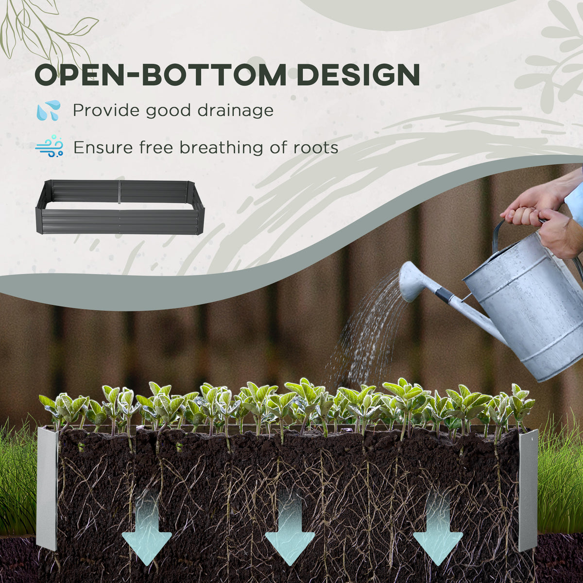 6' x 3' x 1' Raised Garden Bed with 2 Trellis Tomato Cages, Steel Frame Elevated Planter Box, Black – view 10