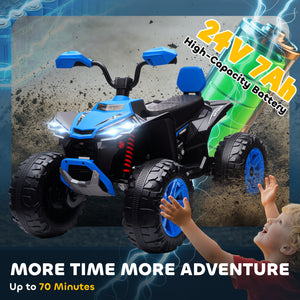 Qaba 2-Seater All-Terrain 4 Wheeler, 24V Kids ATV Ride-On, Electric Quad Car with Dual Motor, for Boys and Girls