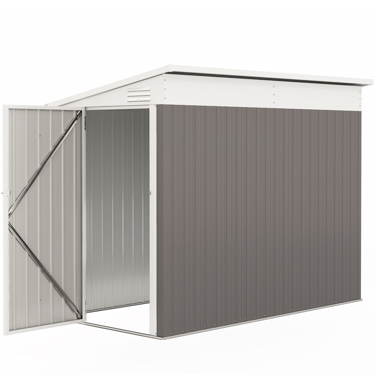 4' x 8' Outdoor Storage Shed Lean to Shed Outdoor Metal Tool Shed with Lockable Door and Air Vents
