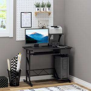 Computer Desk with Keyboard Tray, Writing Desk with Drawer, Workstation for Home Office, Black (35.4"Lx19.7"Wx39.4"H)