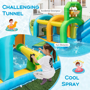 Inflatable Water Slide Tropical Theme Dual Slide Aqua Park Blower Excluded view 8