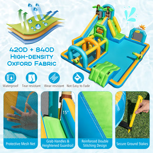 Inflatable Water Slide Tropical Theme Dual Slide Aqua Park with 680W Blower view 8