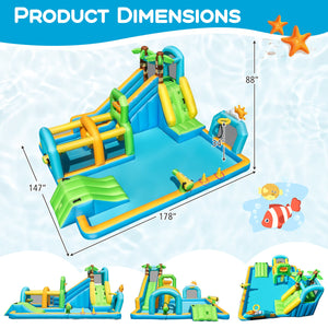 Inflatable Water Slide Tropical Theme Dual Slide Aqua Park with 750W Blower view 4