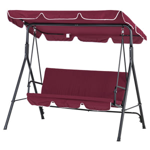 3-Seater Outdoor Porch Swing with Adjustable Canopy, Patio Swing Chair for Garden, Poolside, Backyard, Green and White