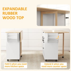 Rolling Kitchen Cart on Wheels with Drop Leaf, Kitchen Island with 3 Drawers – view 4
