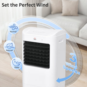 Cooling Fan for Bedroom with Ice Pack, Tower Fan with Remote Control, 3 Modes, 3 Speeds, 7.5H Timer, White