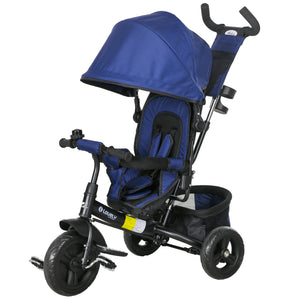 Qaba 6 in 1 Tricycle for Toddler 1-5 Years with Parent-Push Handle, Dark