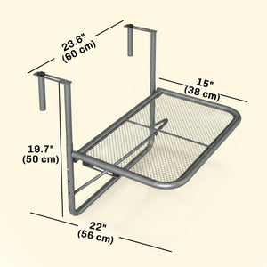 Adjustable Balcony Hanging Railing Table, Metal Mounting Mini Wall Desk Storage Rack – view 9
