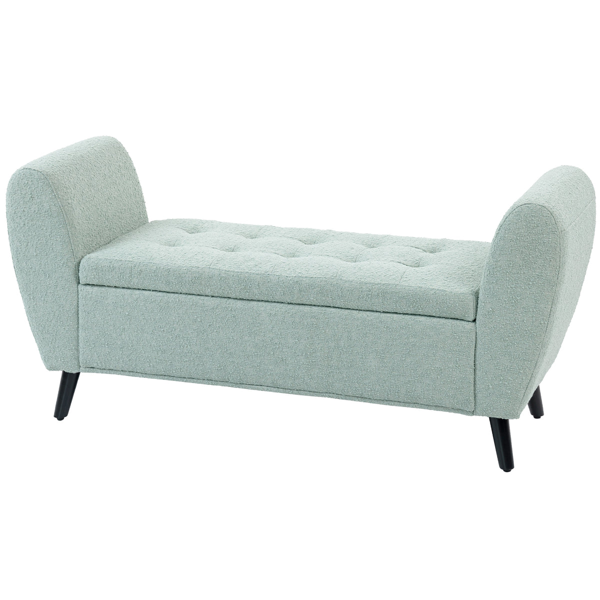 Upholstered Storage Bench with Arms, Modern Ottoman Bench for Bedroom, Entryway, and Living Room, Black – view 8
