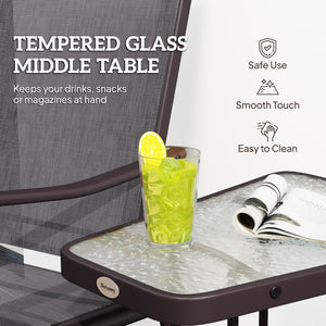 Double Patio Glider Chair with Glass Top Center Table, Outdoor Glider Loveseat with High Back – view 8