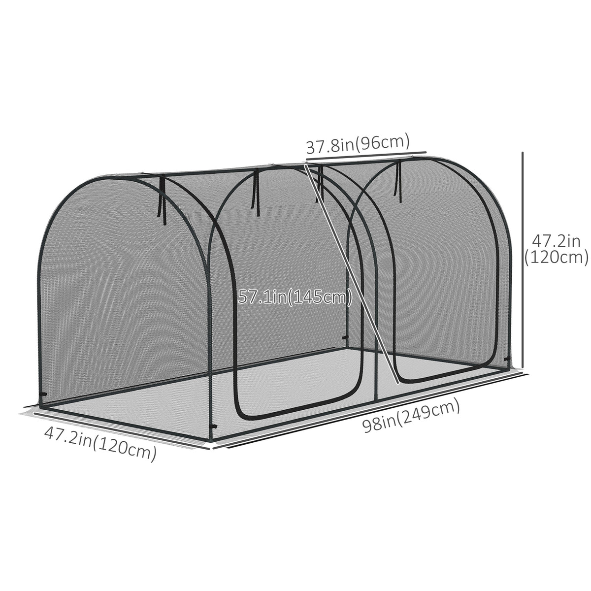 8' x 4' Crop Cage, Garden Plant Protector, with 2 Zippered Doors and 6 Ground Stakes, for Garden, Yard – view 2