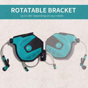 Retractable Garden Hose Reel 1/2" x 49 ft Wall Mounted with Automatic Rewind, 180° Swivel Bracket, Any Length Lock, 7 Pattern Hose Nozzle