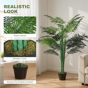 5FT Artificial Palm Tree Set of 2, Fake Tropical Tree with Lifelike Leaves, Faux Plant in Pot for Indoor Decoration, Green
