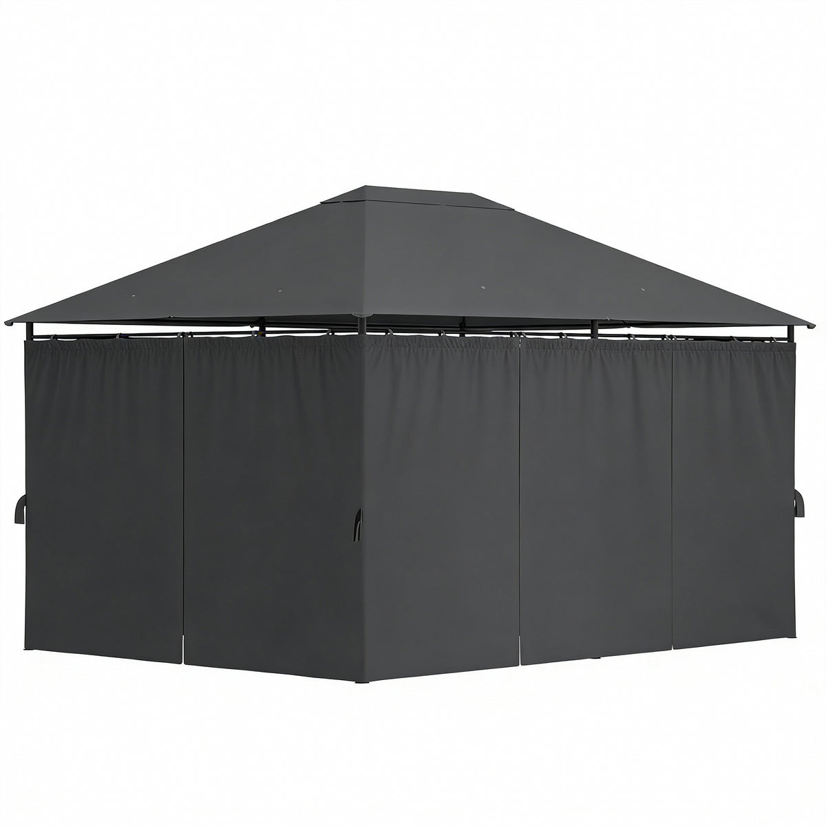 13'x 10' Soft-top Steel Patio Gazebo Canopy Party Tent with 6 Removable Curtains and Drainage Holes, Khaki – view 8