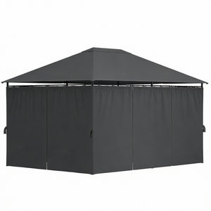 13'x 10' Soft-top Steel Patio Gazebo Canopy Party Tent with 6 Removable Curtains and Drainage Holes, Khaki – view 8