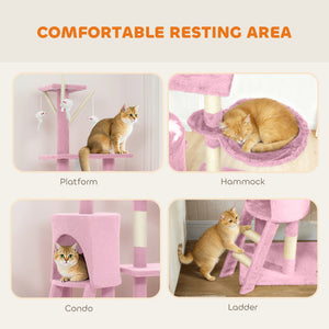 53" Cat Tree Tower, Kitten Activity Centre with Scratching Posts, Condo, Perches, Ladder, Hammock – view 39