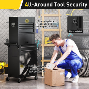 Large Tool Cabinet, 3-in-1 Rolling Tool Chest, Detachable Tool Storage Organizer with 6 Drawers and – view 6