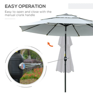 9FT 3 Tiers Patio Umbrella Outdoor Market Umbrella with Crank, Push Button Tilt for Deck – view 4