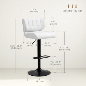 Swivel PU Leather Barstools Set of 2 Adjustable Bar Stools with Footrest Back for Kitchen Counter Dining – view 16